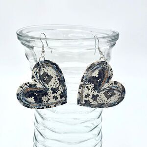 COW PRINT Heart Shaped Earrings
